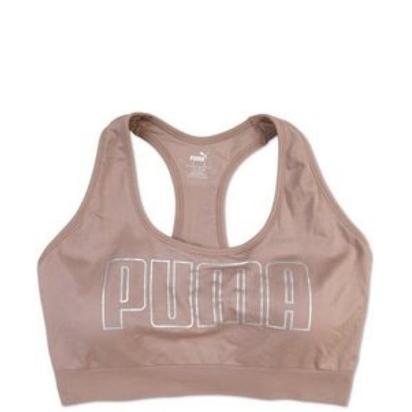 Puma Women's Plus Active Big Logo Sports Bra Taupe - Picture 1 of 11